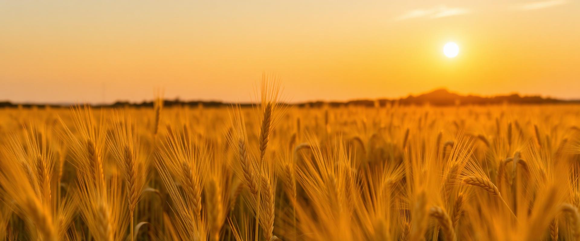 Golden wheat field at sunset